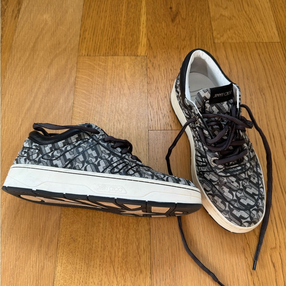 Jimmy Choo Women’s Black Patterned Low-Top Sneakers - Picture 2 of 3